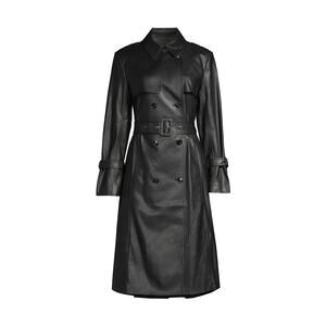 Ungaro 'Charlotte' Black Vegan Leather Trench Coat Size S